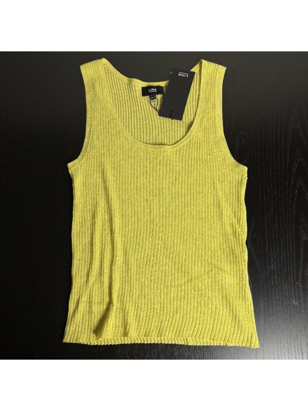 NWT LINE THE LABEL Womens XS Chartreuse Ribbed Lightweight Tank Top